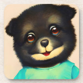 Schattigee zwarte puppyillustratie bier onderzetter (Voorkant)