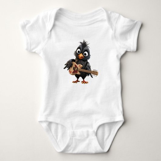 Schattigee zwarte rocker vogel romper (Voorkant)