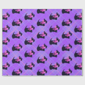 Schattigee Zwarte Schotse Terriër Hond Plaid Kerst Cadeaupapier (Vlak)