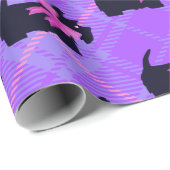 Schattigee Zwarte Schotse Terriër Hond Plaid Kerst Cadeaupapier (Rol Hoek)