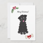 Schattigee Zwarte Speelgoed Poedel Hond  Feestdagenkaart (Voorkant)