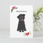 Schattigee Zwarte Speelgoed Poedel Hond  Feestdagenkaart (Staand voorkant)