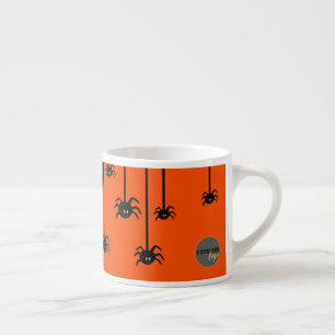 SCHATTIGEE ZWARTE SPINNEN HALLOWEEN BUSINESS LOGO  ESPRESSO KOP