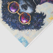 Schattigee Zwarte Steampunk Poedel Hond AX5 Decoup Tissuepapier (Detail)