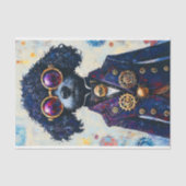 Schattigee Zwarte Steampunk Poedel Hond AX5 Decoup Tissuepapier (Voorkant)