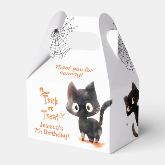 Schattigee zwarte Trick or treat Halloween Bedankdoosjes (Voorkant Zijde)