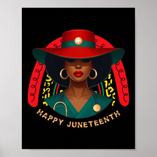 Schattigee zwarte verpleegster Happy Juneteenth Nu Poster (Voorkant)