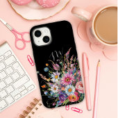 Schattigee zwarte wilde bloem Case-Mate iPhone case