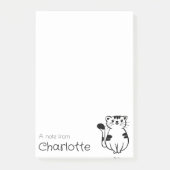 Schattigee zwarte witte cartoon kattennaam post-it® notes (Voorkant)