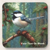Schattigee zwartgekapte chickadee bier onderzetter (Voorkant)