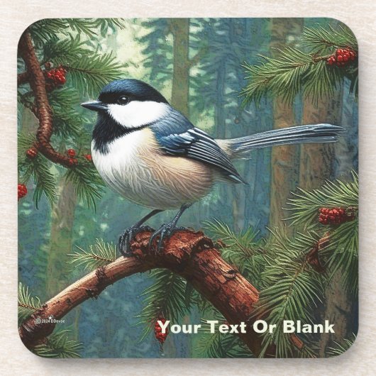 Schattigee zwartgekapte chickadee bier onderzetter (Voorkant)