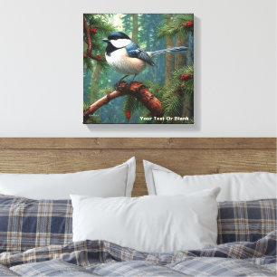 Schattigee zwartgekapte chickadee canvas afdruk