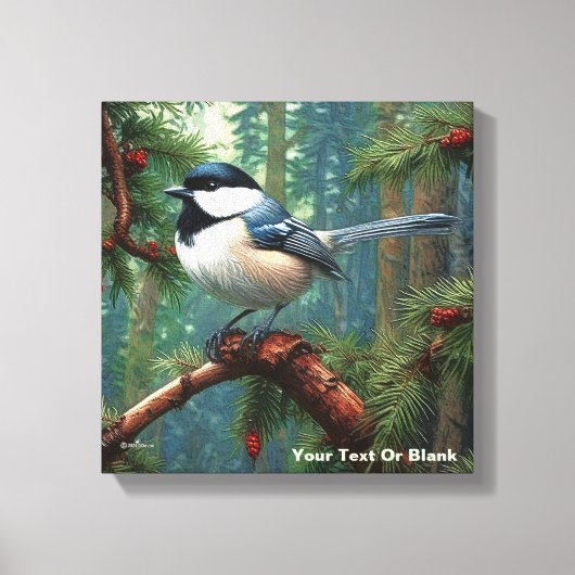 Schattigee zwartgekapte chickadee canvas afdruk (Voorkant)
