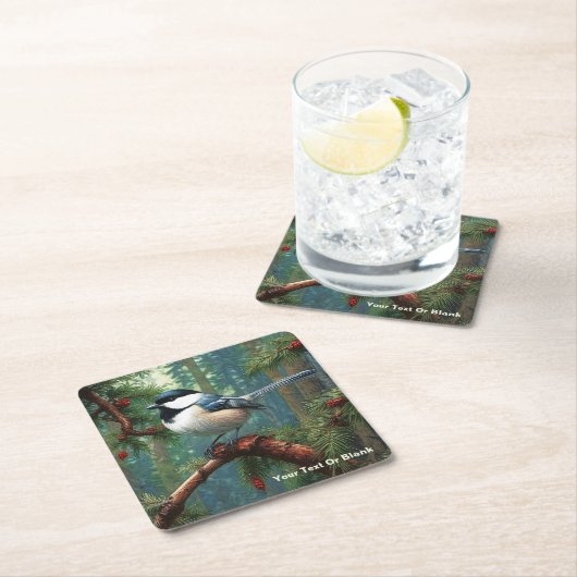 Schattigee zwartgekapte chickadee kartonnen onderzetters (Insitu)