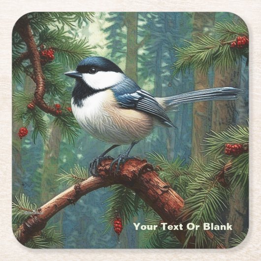 Schattigee zwartgekapte chickadee kartonnen onderzetters (Voorkant)