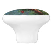 Schattigee zwartgekapte chickadee keramische knop (Zijkant)