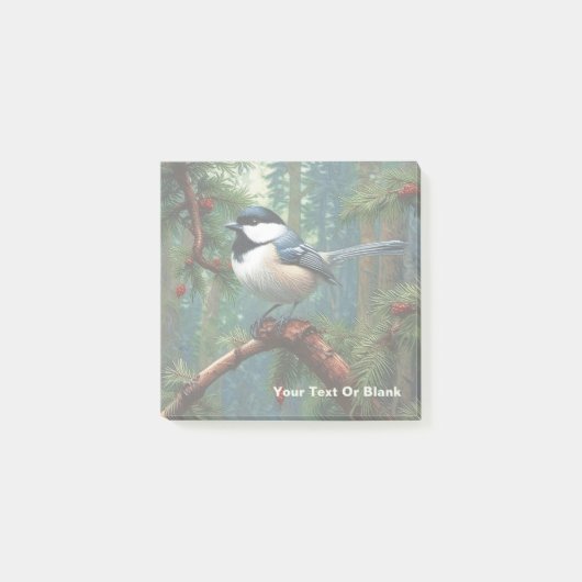 Schattigee zwartgekapte chickadee post-it® notes (Voorkant)