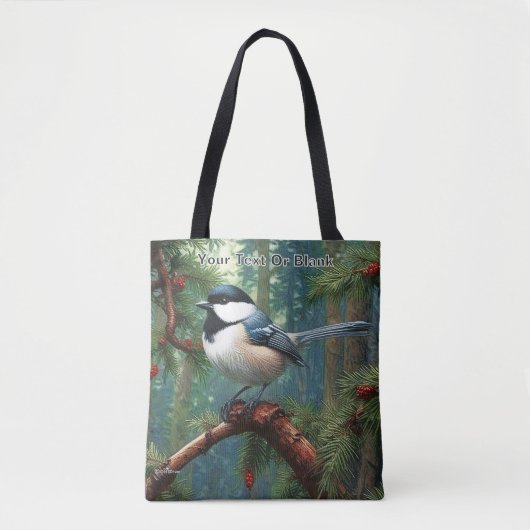 Schattigee zwartgekapte chickadee tote bag (Voorkant)