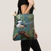 Schattigee zwartgekapte chickadee tote bag (Dichtbij)