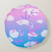 Schattigee zwevende ankers kleurrijke pastel kinde rond kussen (Achterkant)