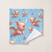 Schattigee zwijnen vliegen zalig in de zonnige bla bad handdoek (Wasdoekje)
