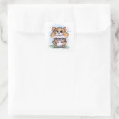 SchattigeFluffy Hamster Cartoon Vierkante Sticker (Tas)