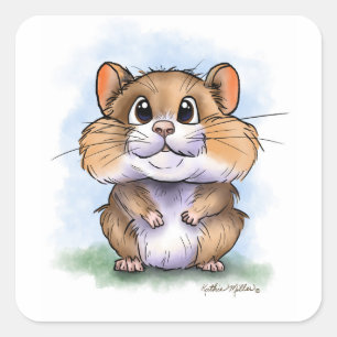 SchattigeFluffy Hamster Cartoon Vierkante Sticker