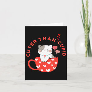 Schattiger Dan Cupido Kawaii Kat In Mok Vacht Moed Kaart