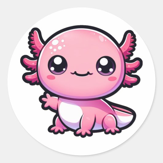 Schattigeste Hallo Axolotl Ronde Sticker (Voorkant)