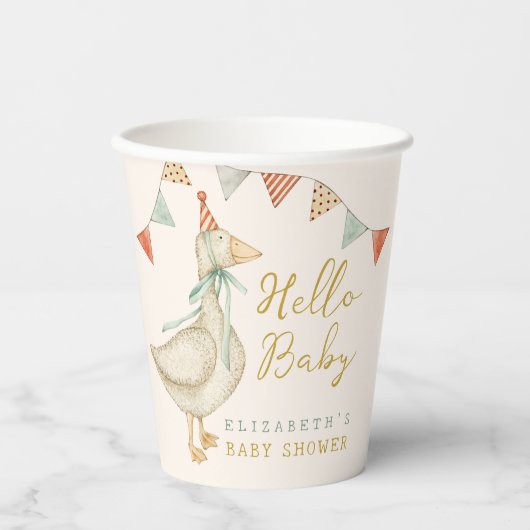 Schattigeste Hallo Baby Eend Baby shower Papieren Bekers (Voorkant)