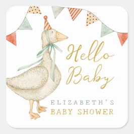 Schattigeste Hallo Baby Eend Baby shower Vierkante Sticker