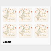 Schattigeste Hallo Baby Eend Baby shower Vierkante Sticker (Vel)