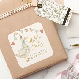 Schattigeste Hallo Baby Eend Baby shower Vierkante Sticker