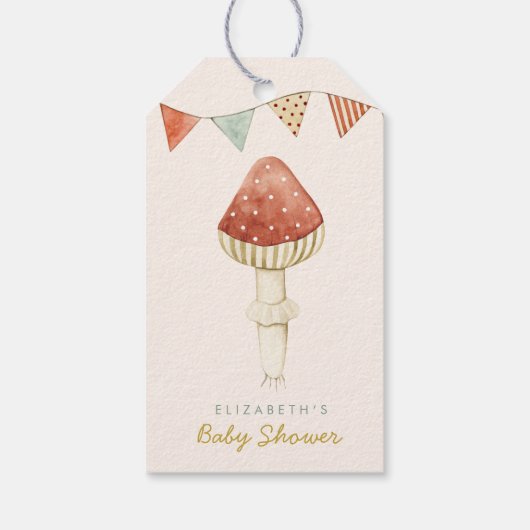 Schattigeste Hallo Baby Mushroom Baby shower Cadeaulabel (Achterkant)