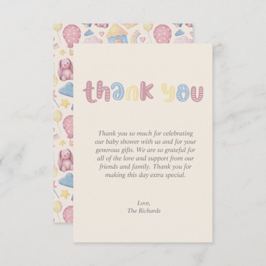 Schattigeste Hallo Baby shower Boho Bedankkaart (Voorkant / Achterkant)