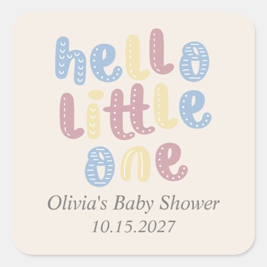 Schattigeste Hallo Baby shower Boho Vierkante Sticker (Voorkant)