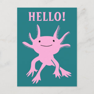Schattigeste Hallo Briefkaart Axolotl roze salaman