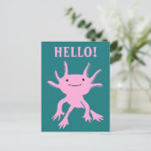 Schattigeste Hallo Briefkaart Axolotl roze salaman (Staand voorkant)