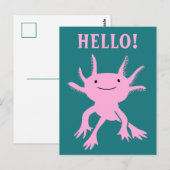 Schattigeste Hallo Briefkaart Axolotl roze salaman (Voorkant / Achterkant)