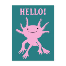 Schattigeste Hallo Briefkaart Axolotl roze salaman