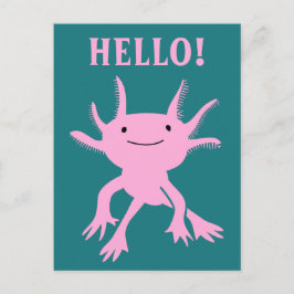 Schattigeste Hallo Briefkaart Axolotl roze salaman