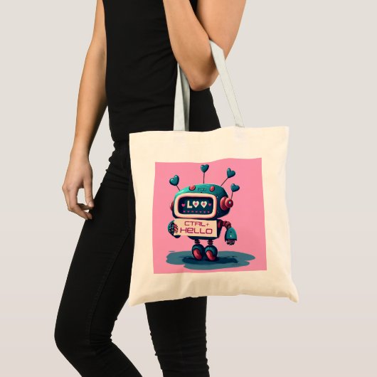Schattigeste Hallo Canvas tas robot (Voorkant (product))