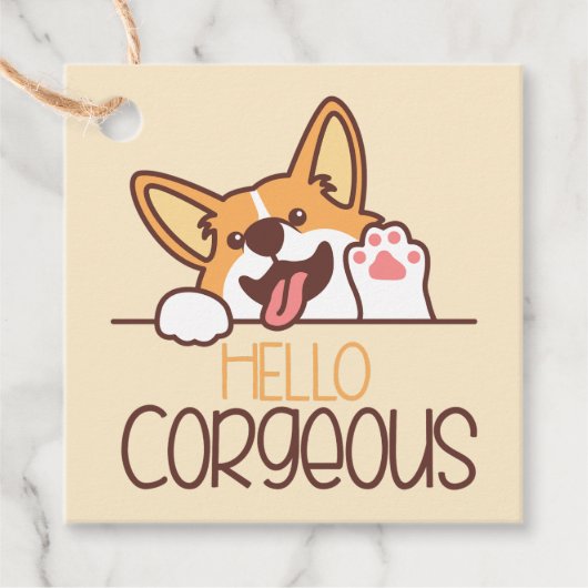 Schattigeste Hallo Corgi Bedankjes Labels (Voorkant)