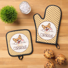 Schattigeste Hallo Corgi Ovenwant & Pannenlap Set