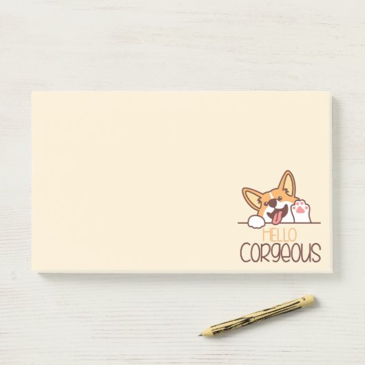 Schattigeste Hallo Corgi Post-it® Notes (Op bureau)