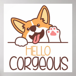 Schattigeste Hallo Corgi Poster