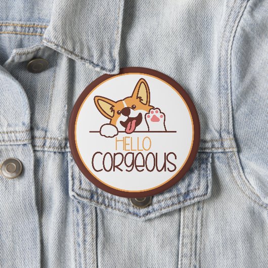 Schattigeste Hallo Corgi Ronde Button 4,0 Cm (In situ)