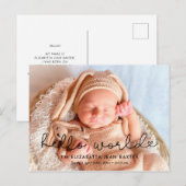 Schattigeste Hallo geboorteaankondiging foto Briefkaart (Voorkant / Achterkant)