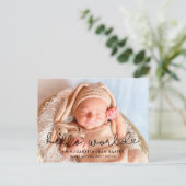 Schattigeste Hallo geboorteaankondiging foto Briefkaart (Staand voorkant)