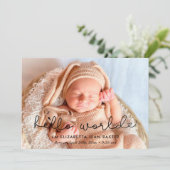 Schattigeste Hallo geboorteaankondiging fotokaart  Aankondiging (Staand voorkant)